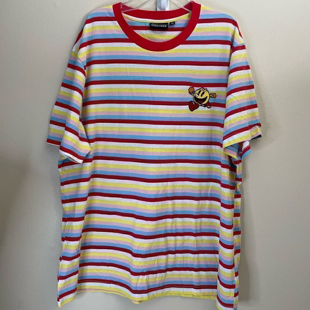 PacMan| XLarge| Unisex| Striped| Cotton| Retro| Y2K